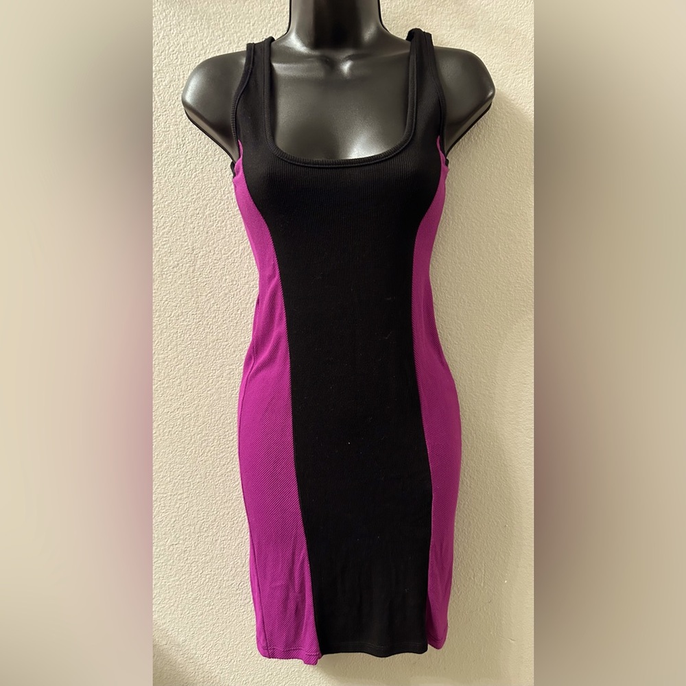 Black and purple slip dress
